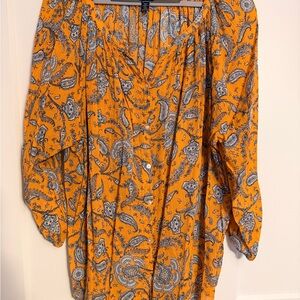 Chaps Orange and Gray Paisley Blouse